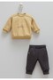 Baby Boy Set 3 Threaded Threaded Winter Top and Bottom Set with Lion Print