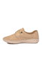Beige Genuine Leather Rubber Laced Women's Casual Shoes - 2