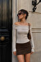 Women's Beige Madonna Collar Stylish and Elegant Blouse - 3