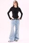 Crep Women's Viscose Fabric Crew Neck Long Sleeve Snap Fastener Bodysuit Black - 6