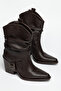 Women's Western Cowboy Vegan Faux Leather Drawstring Buckle Pointed Toe Thick Heeled Boots - 4