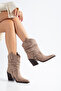 Women's Western Cowboy Vegan Faux Leather Drawstring Buckle Pointed Toe Thick Heeled Boots - 2