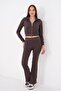 Women's Zipper Closure Plain Three Thread Tracksuit Set 265094 - - 4
