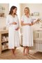 New Season Ecru Summer Lace Detailed Buttoned Breastfeeding Compatible Design Short Sleeve Maternity Maternity Dressing Gown Nightgown Set