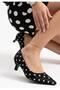Women's High Heel Shoes Black Satin Classic Stylish Tamy
