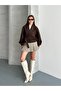 Brown Self-Belted Suede Crop Jacket - 5169 - 3