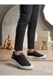 Black (White Sole) Textile Rubber Laced Men's Sneaker - 5