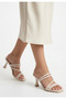 Beyi Beige Patent Leather Heeled Slippers - 3