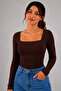 Women's Square Neck Modal Fabric Lycra Long Sleeve Finger Loop Blouse Fit Casual Stylish Top Wear - 2