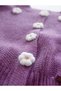 Girl's Snap Fastener Daisy Embroidered Knitwear Cardigan Colorful Knitwear Pants Hair Clip 2-Piece Set - 5