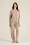 Women's Mink Solid Color Pajama Set, Combed Cotton Modal Pajama Set with Pockets, 50% Cotton 50% Modal - 5
