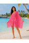 Fringed Knitted Slit Beach Tunic Mesh Pareo