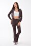 Women's Zipper Closure Plain Three Thread Tracksuit Set 265094 - - 2