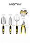 5 PCS Garden Tool Set Including Transplanting Spade Trowel Cultivator Pruner Gardening Gloves Heavy Duty Cast-Aluminium Garden Tools Kit for Gardening Potting Flowering Planting Yellow - 2