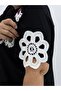 Plus Size Women's Blouse with Stone Daisy Pattern and Floral Knit Detail - 4