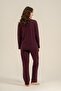 Women's Plum Solid Color Pajama Set, Combed Cotton Modal Pajama Set with Pockets, 50% Cotton 50% Modal - 5