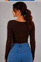 Women's Square Neck Modal Fabric Lycra Long Sleeve Finger Loop Blouse Fit Casual Stylish Top Wear - 3