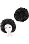 Soft Comfortable Breathable Women's 2-Piece Adjustable Reversible Satin Sleep Cap for Sleeping (Luo - 3