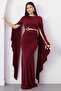 Crew Neck Sleeves Shawl Detail Buckle Dress K-262684 - 6
