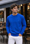 Men's Cobalt Blue Basic Crew Neck Relaxed Sweatshirt