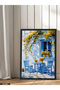 Blue Window with Yellow Flowers One-Piece Wooden Framed Painting - 2