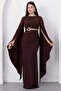 Crew Neck Sleeves Shawl Detail Buckle Dress K-262684
