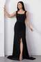 Square Neck Beaded Slit Dress Ecr5974 - 5