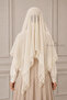 Needlework Like Handicraft Mevlüt Coverlet |   Dowry Prayer Hijab Shawl 70X150 cm - Off White (Sedef) - 4