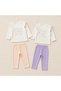 100% Cotton 2 Sets 4 Pieces Baby Girl Top and Bottom Set – 2 Tops + 2 Pants Salmon Lilac 3-12 Months - 4