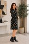 Women's Crew Neck Long Sleeve Christmas Patterned Viscose Dress 96% Viscose 4% Elastane - 3