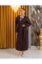 Women's Long Trench Coat Belted Buttoned Pocketed Hijab Casual Stylish Outerwear - 4