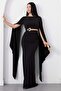 Crew Neck Sleeves Shawl Detail Buckle Dress K-262684 - 3