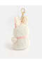 Women White Bunny Bag Charm With Pink Bow - 5