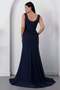 Square Neck Beaded Slit Dress Ecr5974 - 8