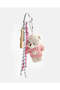 Women Pink Plush Teddy Bear Heart Charm Keyring - 2