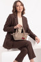 Women's Beige Color Soft Faux Leather Crossbody Hand and Shoulder Bag with Cherry Charm Accessories