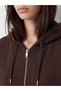 Alita City Farkıyla Xside Brown Diving Fabric Plain Oversize Women's Zippered Sweatshirt - 3