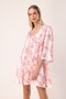 Paisley Patterned V-Neck Tie-Detail Pink and White Women's Mini Dress – Lavinia - 4
