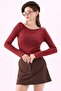 Women's Striped Boat Neck Slim Viscose Blended Long Sleeve Blouse - 2