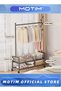 Rolling Metal Coat Rack With 360° Wheels Garment Rack Organizer With Bottom Shelves, Basket And 4 Hooks For Clothes Hats Bags(Black, 120 * 35 * 176CM) - 2