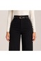High Waist Lycra Belted Cut-Out Leg Jeans - 2