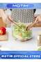 Glass Fruit Plate Serving Bowls Party Salad Bowls with Acacia Wood Base and Serving Utensils for Fruits & Popcorn & Chips & Pasta - 4