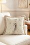 Mosaic Stone Textured Peacock Patterned Fringed Decorative Throw Pillow Cover - 2