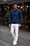 Men's Indigo Basic Crew Neck Relaxed Sweatshirt - 3