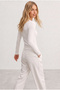 White Crew Neck Long Sleeve Modal Cotton Basic Blouse - 3