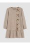 Özmarka New Season Brown Bow Detailed Girls' Dress - 3