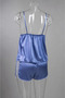 2-Piece Elegant Blue Satin Nightgown and Shorts Set with Lace Detail - Size 38 - 5