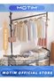 Rolling Metal Coat Rack With 360° Wheels Garment Rack Organizer With Bottom Shelves, Basket And 4 Hooks For Clothes Hats Bags(Black, 120 * 35 * 176CM) - 4