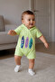 Hooded Ocean Printed Short Sleeve Unisex Baby Rompers 10231 - 2