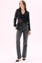 Crep Women's Lace Fabric Transparent Gold Buttoned Long Sleeve Shirt Black - 3